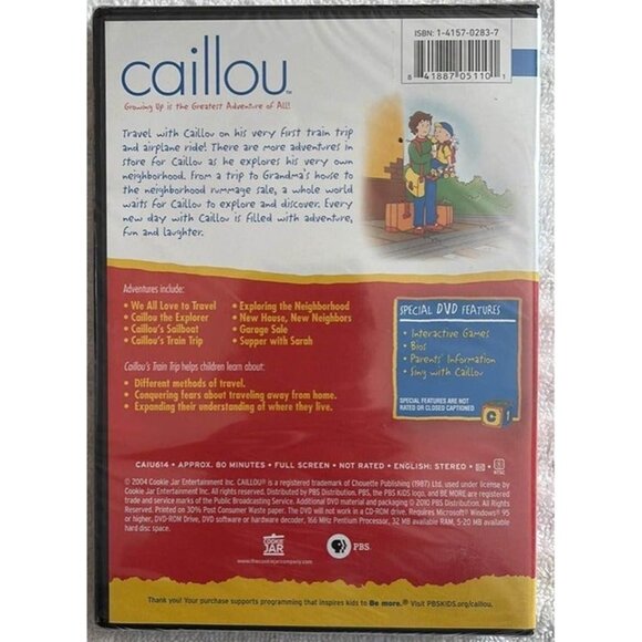 Caillou - Caillous Train Trip & Other Adventures (DVD) PBS Kids - New - Picture 2 of 2